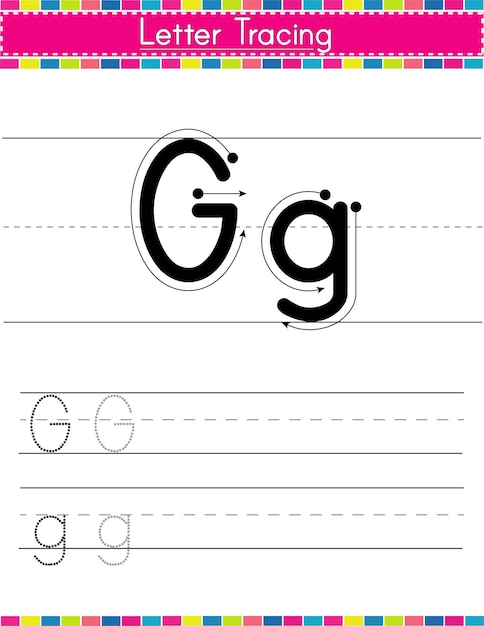 Werkblad voor het traceren van het g-alfabet