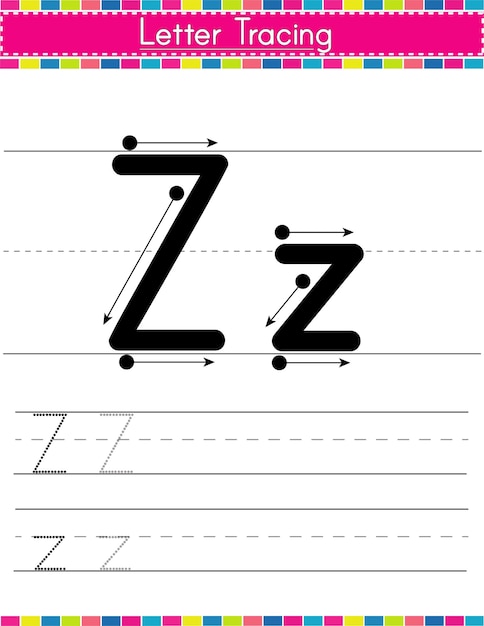 Werkblad voor het traceren van het Z-alfabet