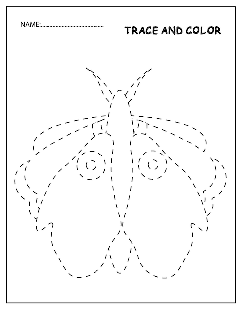 Werkblad voor het traceren van vlinders voor voorschoolse kleuters