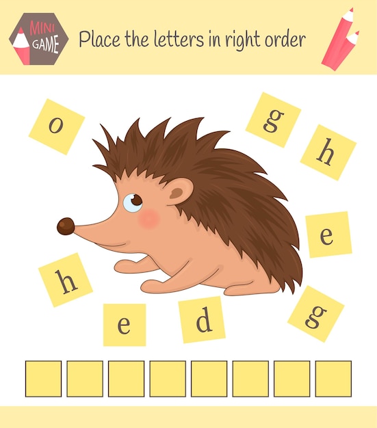 Werkblad voor kleuters woorden educatief puzzelspel voor kinderen. plaats de letters in de juiste volgorde.