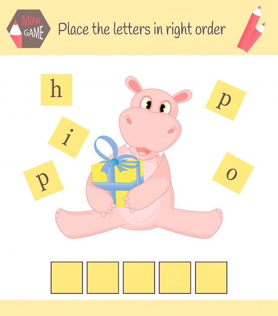 Werkblad voor voorschoolse kinderen woorden puzzel educatief spel voor kinderen