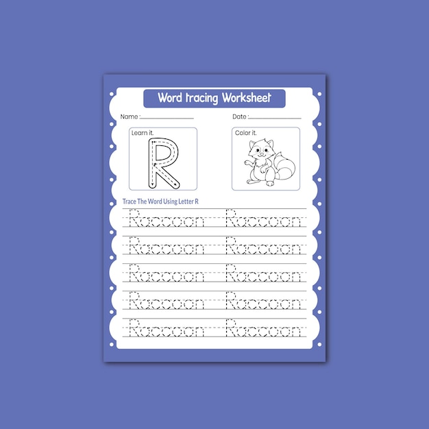 Vector werkbladen voor het overtrekken van woorden voor kinderen