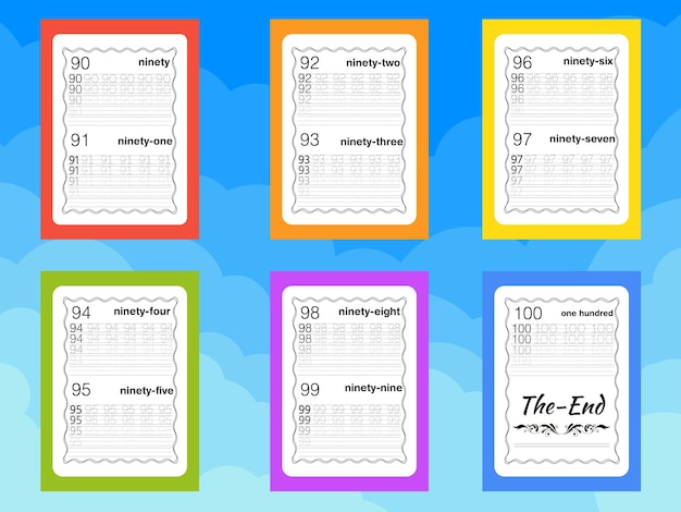 Vector werkbladen voor het traceren van nummers