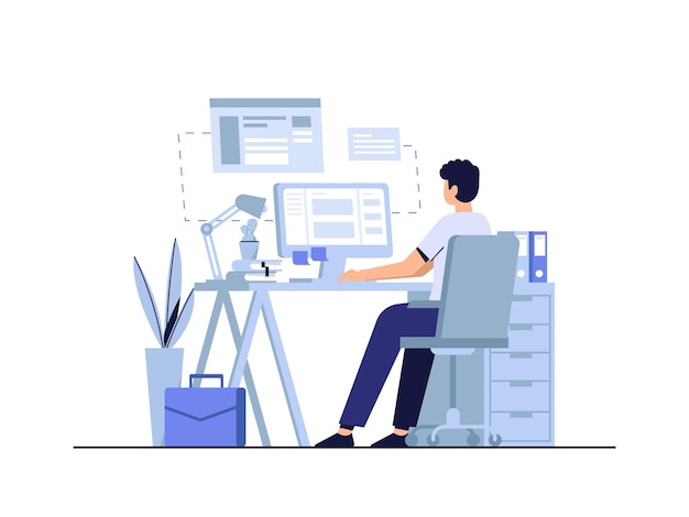 Werken bij office vector illustratie