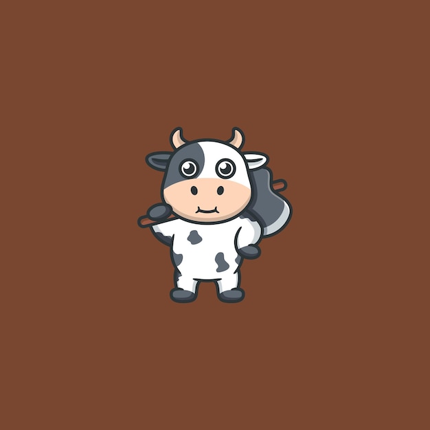 Werkend koe mascotte logo ontwerp
