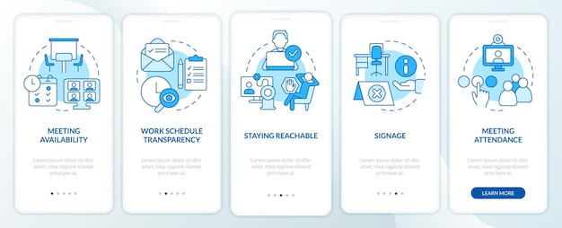 Werklocaties en schema's blauw onboarding mobiel app-scherm