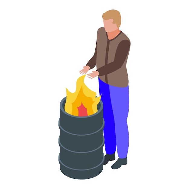 Werkloze man bij brand vat pictogram Isometrisch van werkloze man bij brand vat vector pictogram voor webdesign geïsoleerd op een witte achtergrond