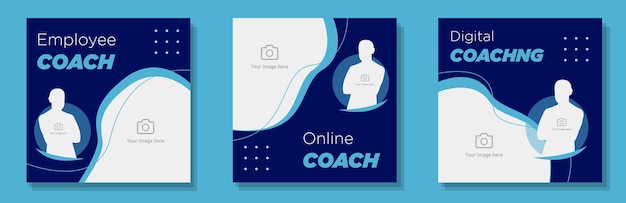 Werknemer coach social media post banner set online coaching advertentie concept baanondersteuning