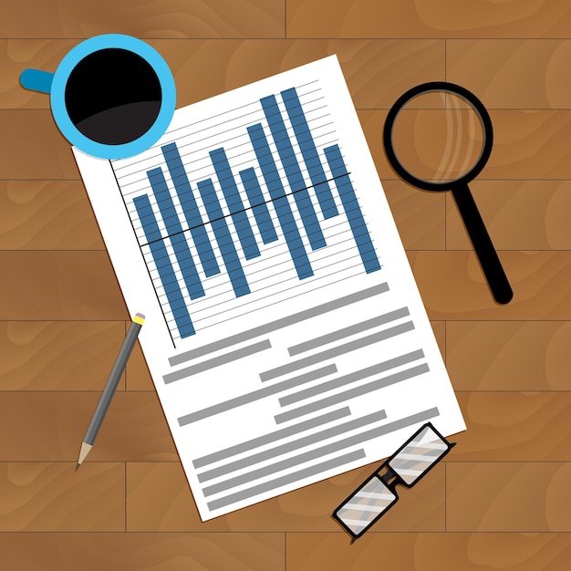 Werkplek met diagram en infochart