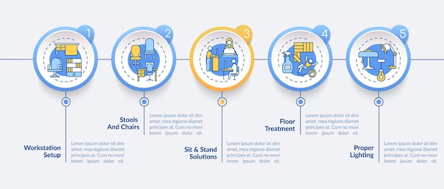 Werkstation ontwerp infographic sjabloon illustratie