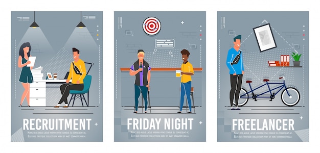 Werving, vrijdagavond, freelancer-posterset