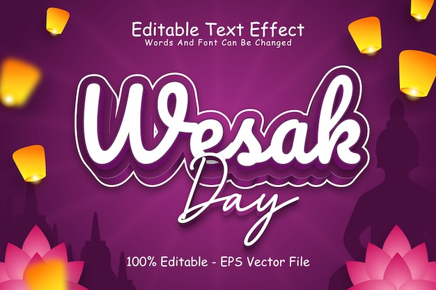 Wesak Day Editable Text Effect 3 Dimension Emboss Modern Style