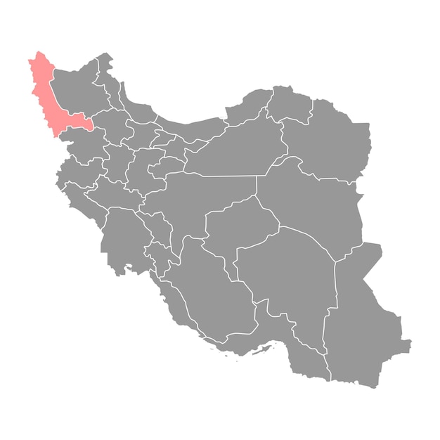 West-Azerbaidzjan provincie kaart administratieve indeling van Iran Vector illustratie