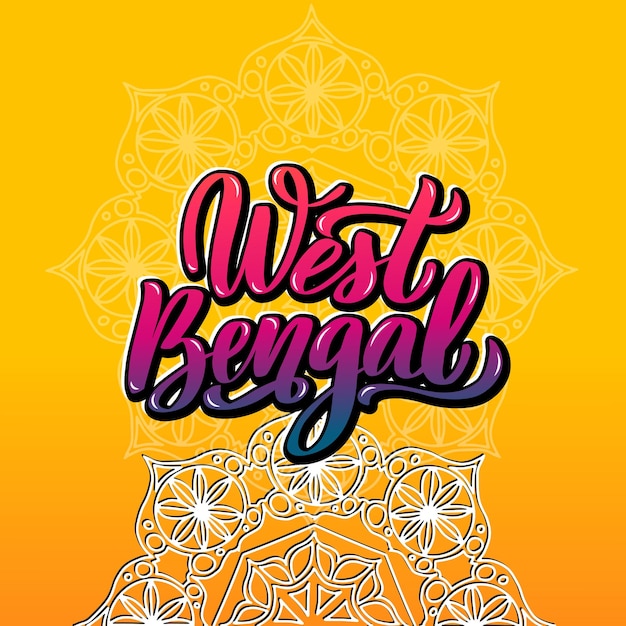 Vector west bengal handwritten stock lettering typography states