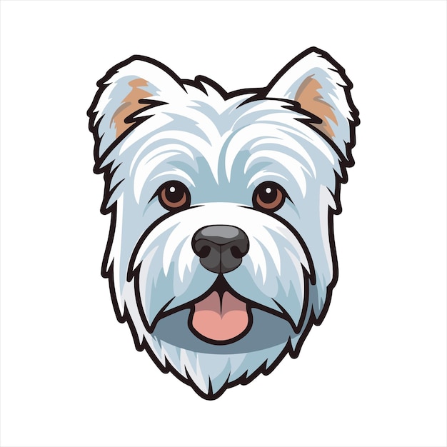 Vector west highland terrier dog breed cartoon kawaii character animal pet isolated sticker illustration