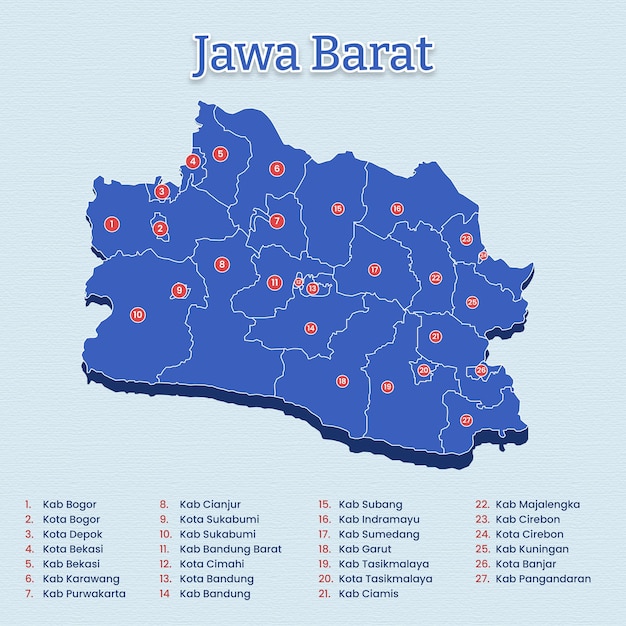 West-Java-kaartsjabloon voor vectorelementen