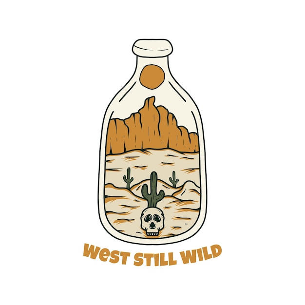 Vector west still wild vintage style vintage illustration