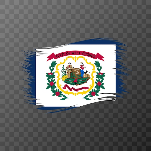 透明な背景のベクトル図にブラシ スタイルでウェスト バージニア州旗