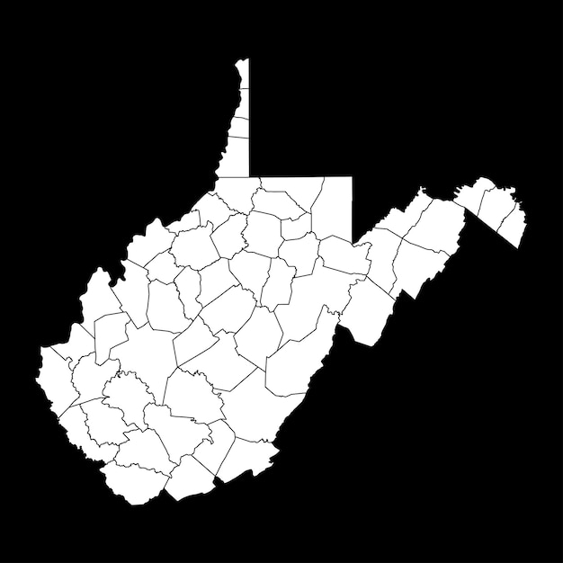 Карта штата Западная Вирджиния с векторной иллюстрацией округов