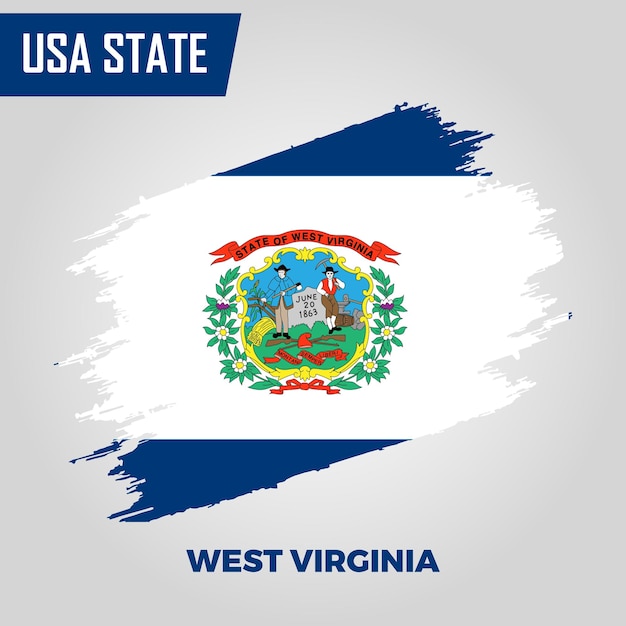 West Virginia State Region van de Verenigde Staten van Amerika Grunge Vector vlag sjabloon