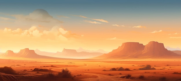 Vector west west wildernis land arizona woestijn panorama zonsopgang horizon silhouet spel