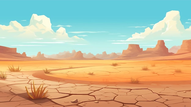 Vector west wilderness heat land desert ground africa panorama horizon game graphic horizontal scenery