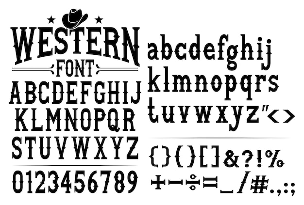 Vector western alphabet letters font