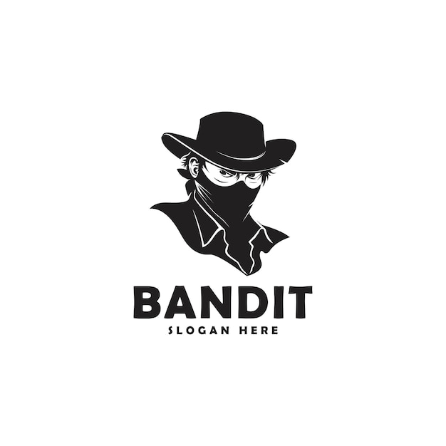 Vector western bandit wild west cowboy gangster with bandana scarf mask logo illustration