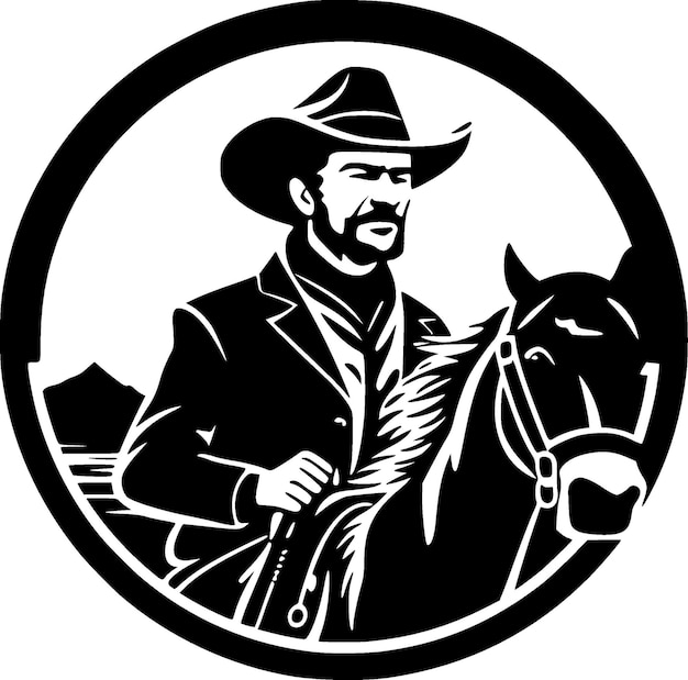 Western Black and White Vector illustration