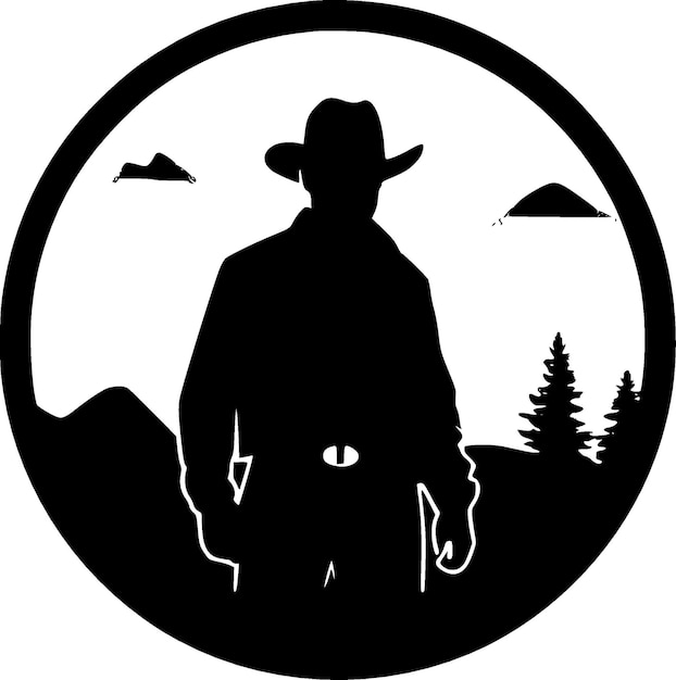 Vector western black and white vector illustration