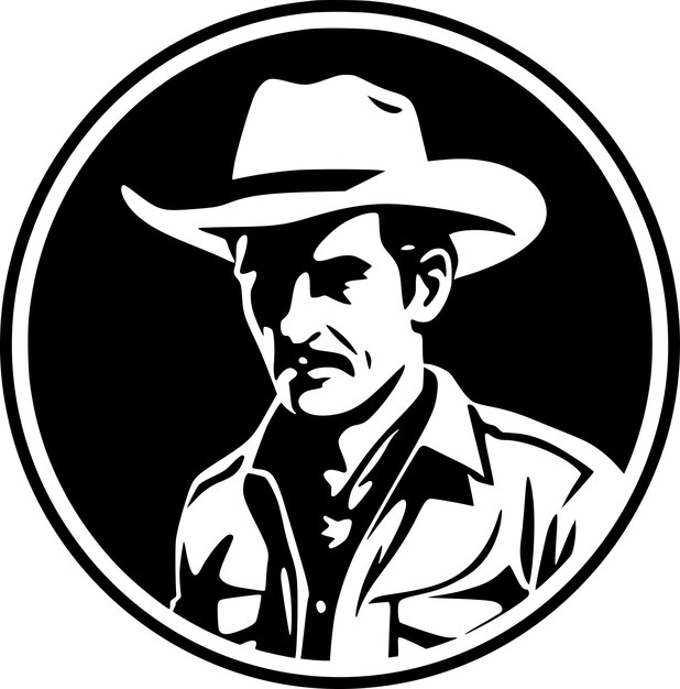 Western Black and White Vector illustration