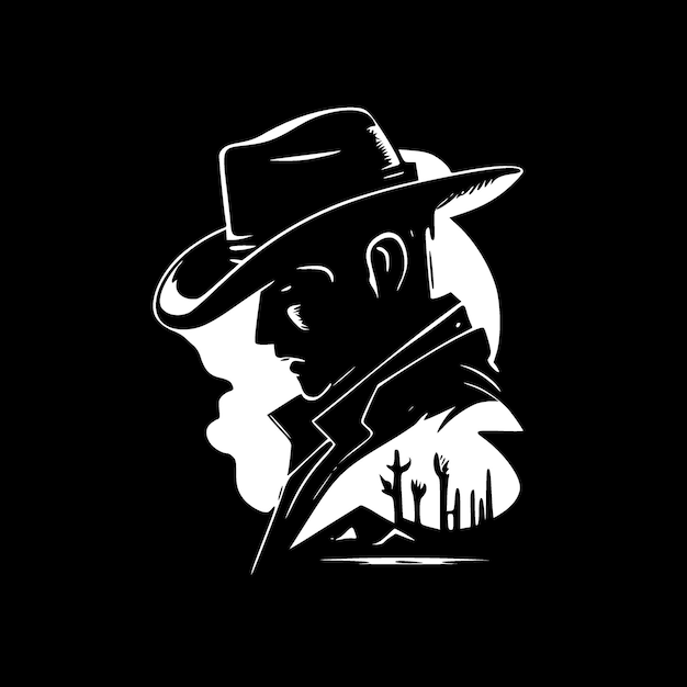 Western Black and White Vector illustration