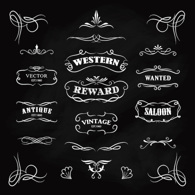 Western borders and logos collection, victorian style