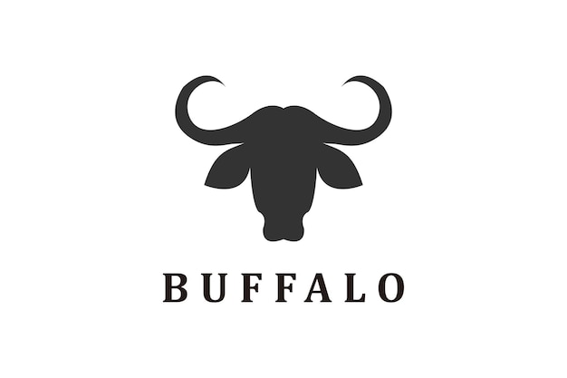 Вектор Западный силуэт bull cow buffalo head с дизайном звездного логотипа