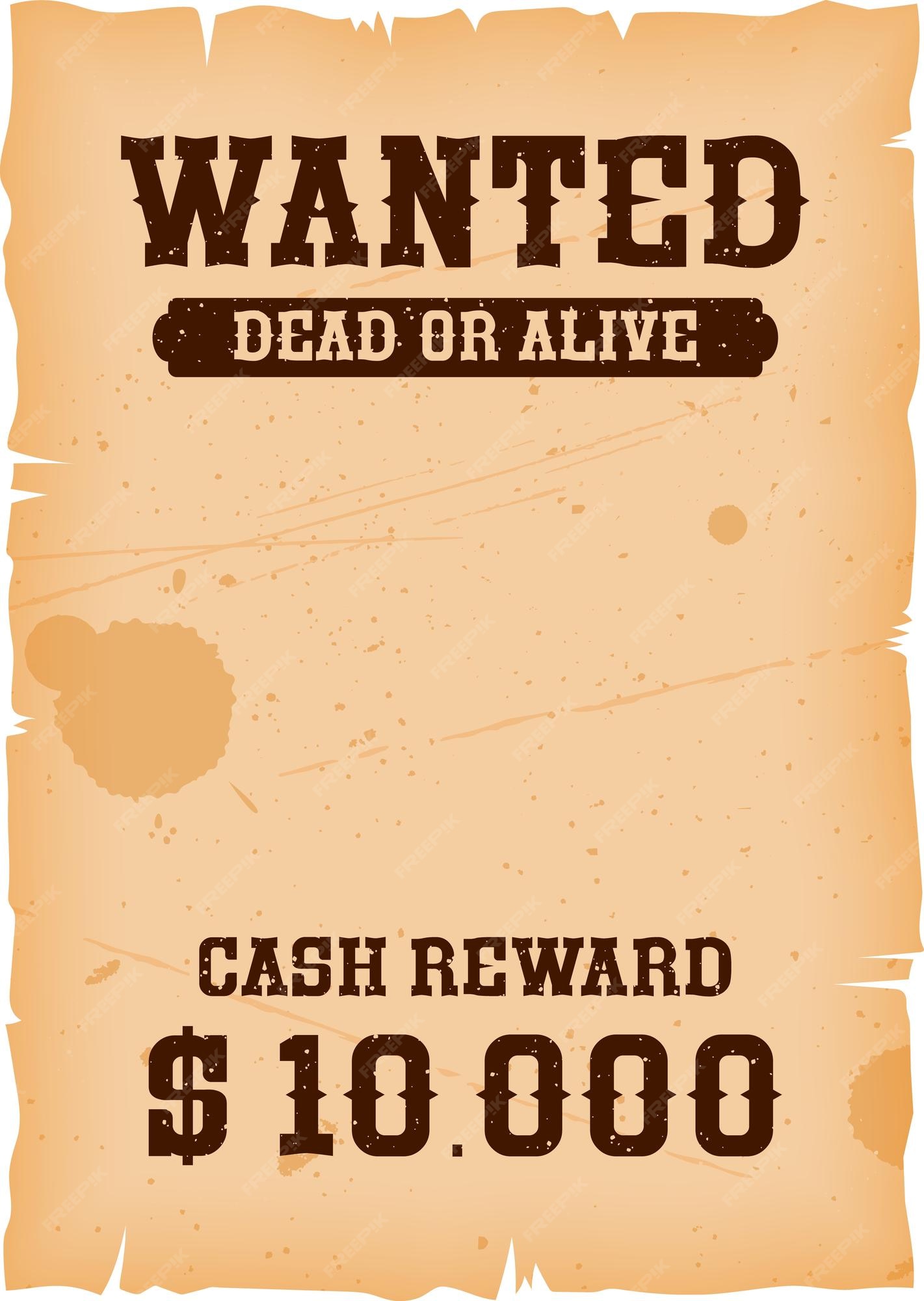 Wanted dead or alive western old vintage Vector Image