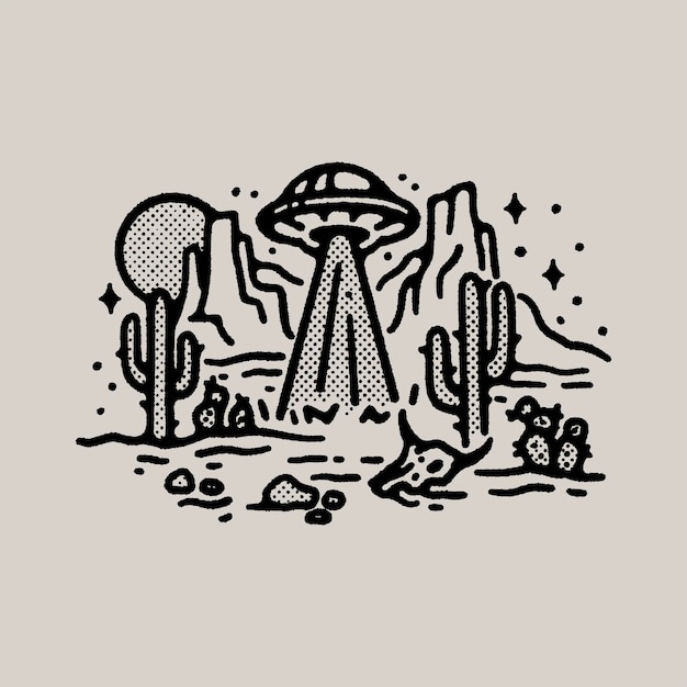 Vector western desert ufo