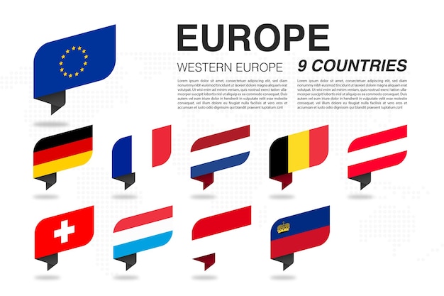 Western Europe flag pin flat design