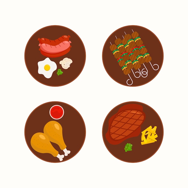 Western food flat illustration