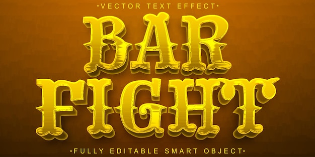 Вектор western golden bar fight vector полностью редактируемый смарт-объект текстовый эффект