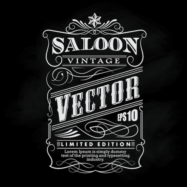 Vector western hand drawn frame label blackboard typography border