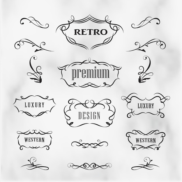 Western hand drawn vintage banners badge vector