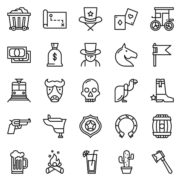 Western icon pack, with outline icon style