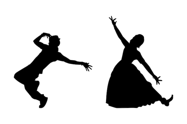 Forme di danza occidentale e indiana in silhouette