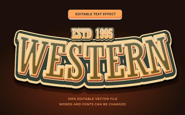 Vector western text effect editable vintage style