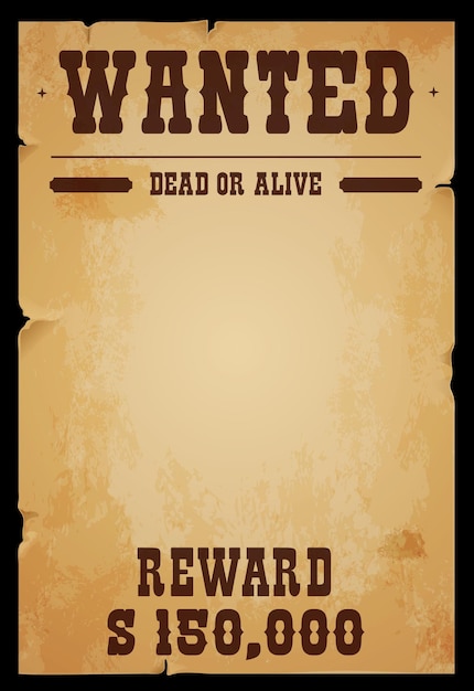 Vector western wanted dead or alive vintage poster