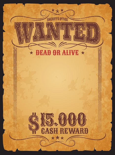 벡터 western wanted dead or alive 배너와 보상