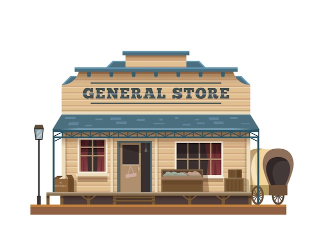 Vector western wild west general store stadsgebouw