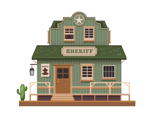 Vector western wild west sheriff office town building
