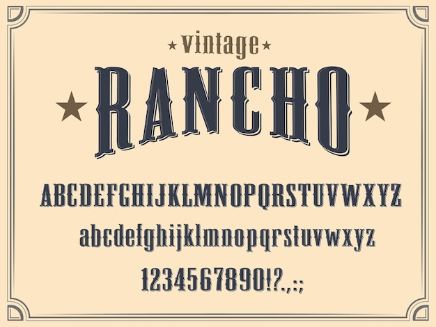 Westerse alfabet lettertype Wild West letters cijfers