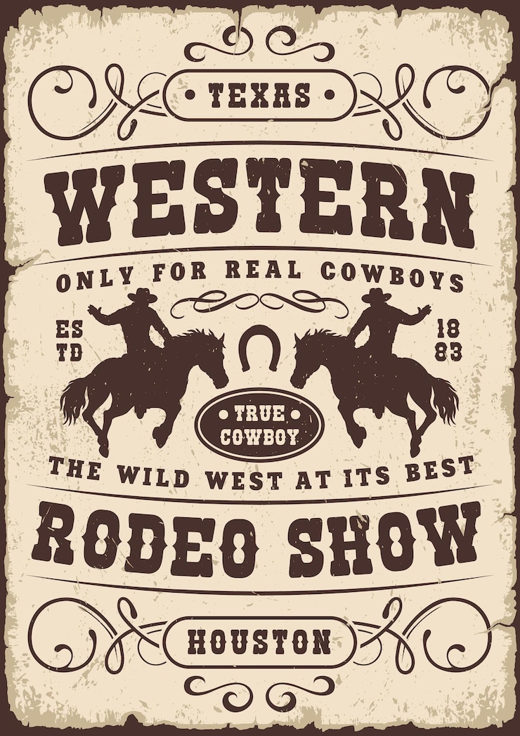 Vector westerse rodeo kleurrijke vintage poster